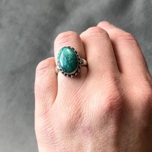 Boho Genuine Turquoise / Sterling Silver Ring 9.5